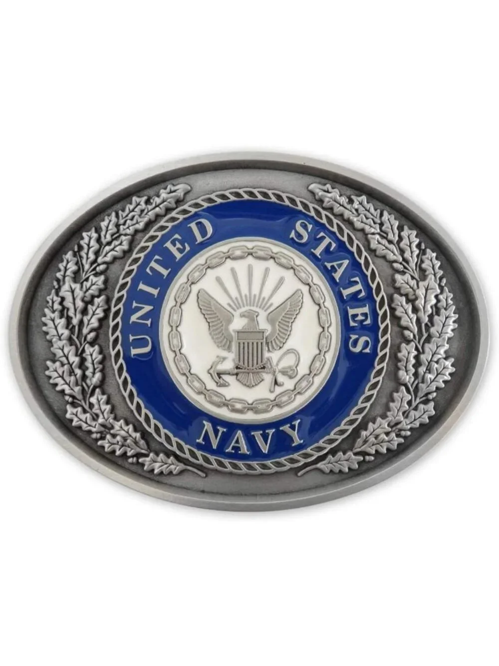 Navy Crest Pewter Enamel Belt Buckle | Unique Military Accessory for Men